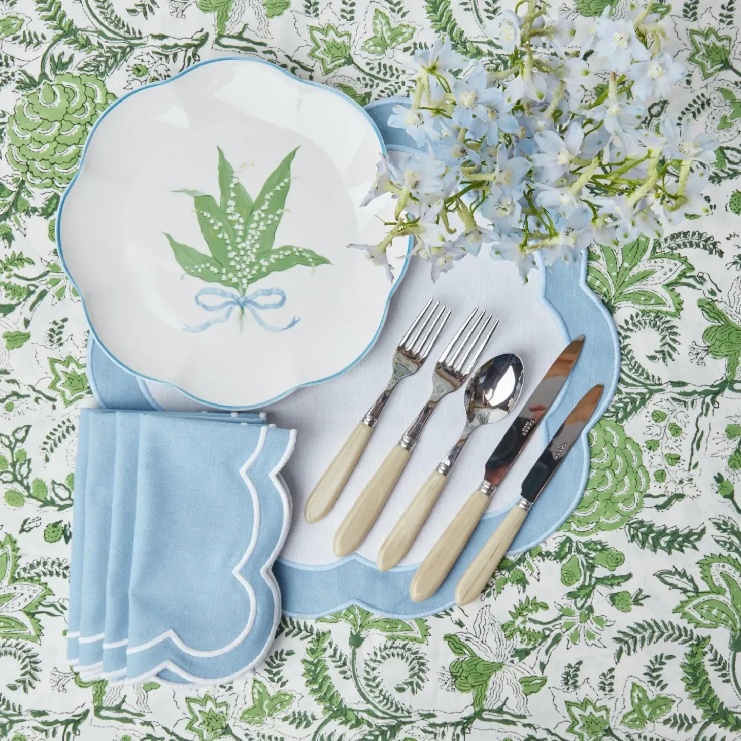 Serena Appliqué Blue Napkins (Set of 4)