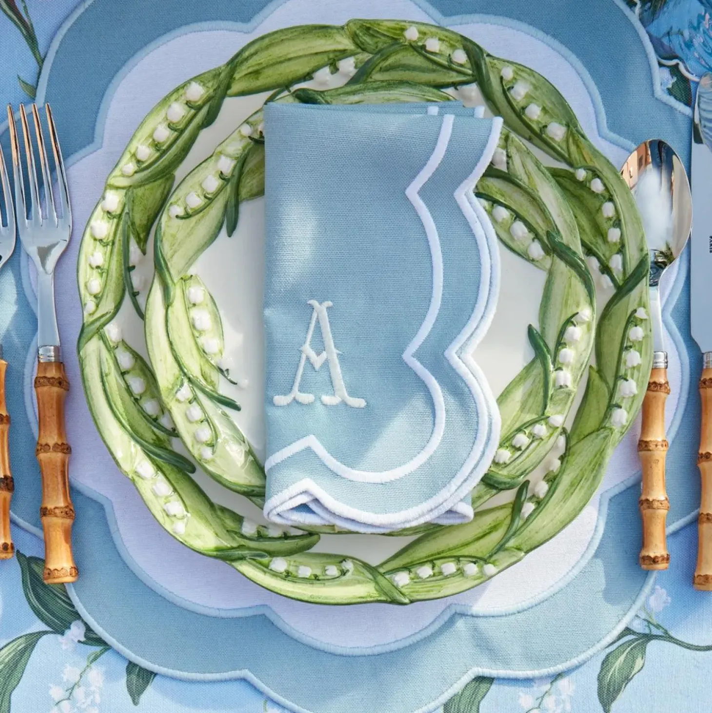 Serena Appliqué Blue Napkins (Set of 4)