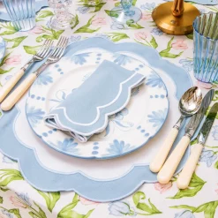 Serena Appliqué Blue Placemats & Napkins (Set of 4)