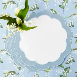 Serena Appliqué Blue Placemats & Napkins (Set of 4)