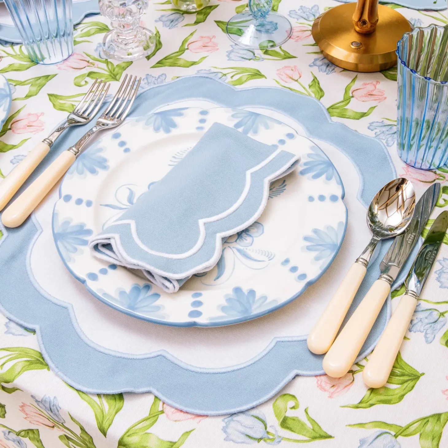 Serena Appliqué Blue Placemats (Set of 4)
