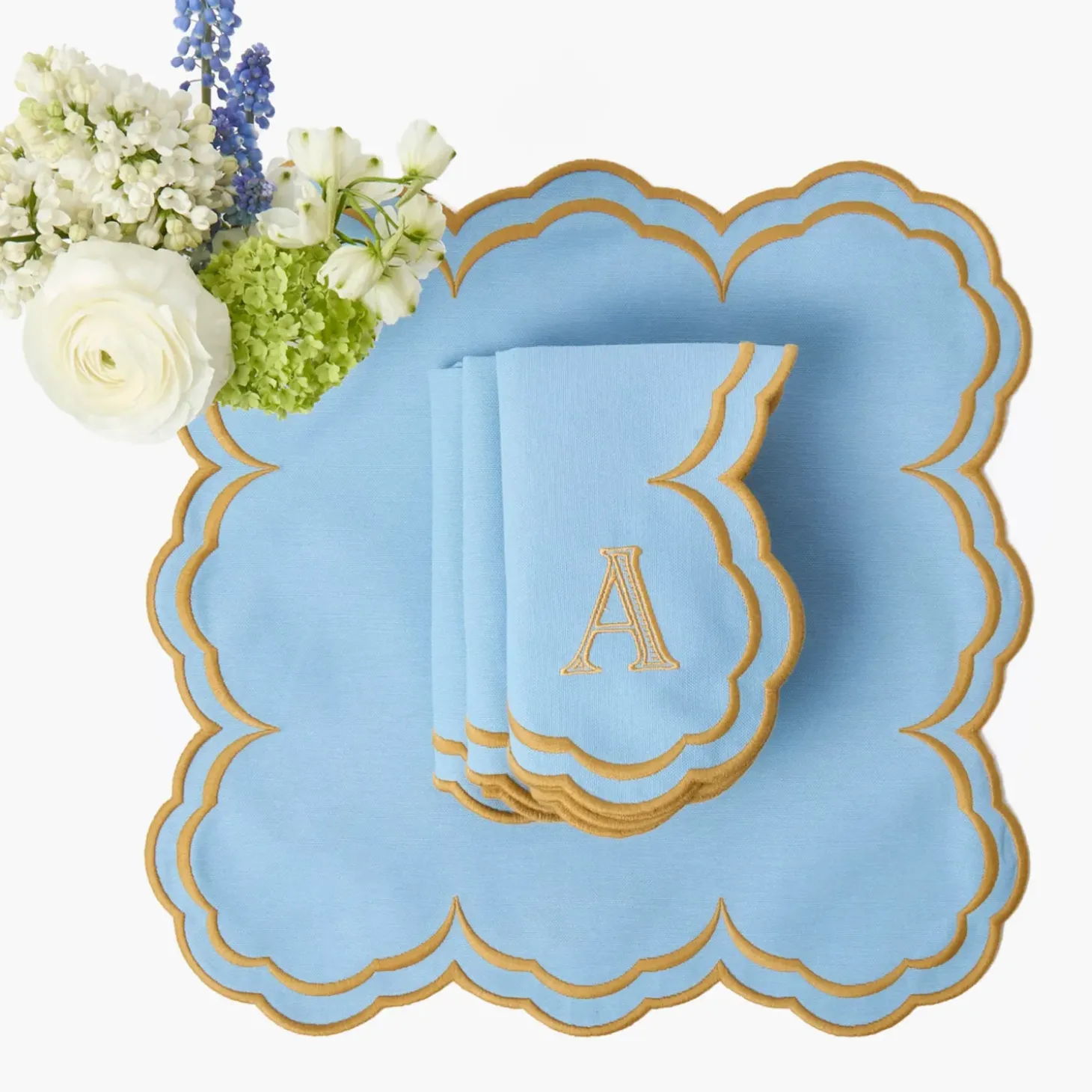 Serena Blue & Caramel Napkins (Set of 4)