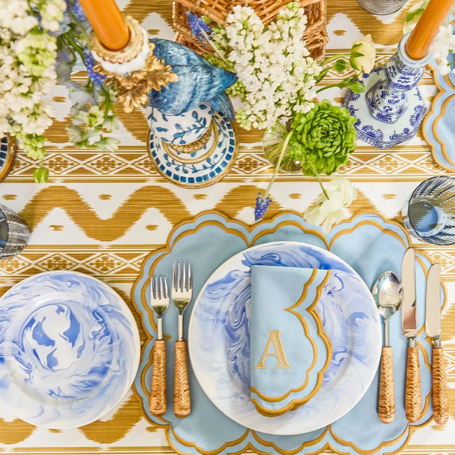 Serena Blue & Caramel Napkins (Set of 4)