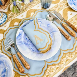 Serena Blue & Caramel Placemats & Napkins (Set of 4)