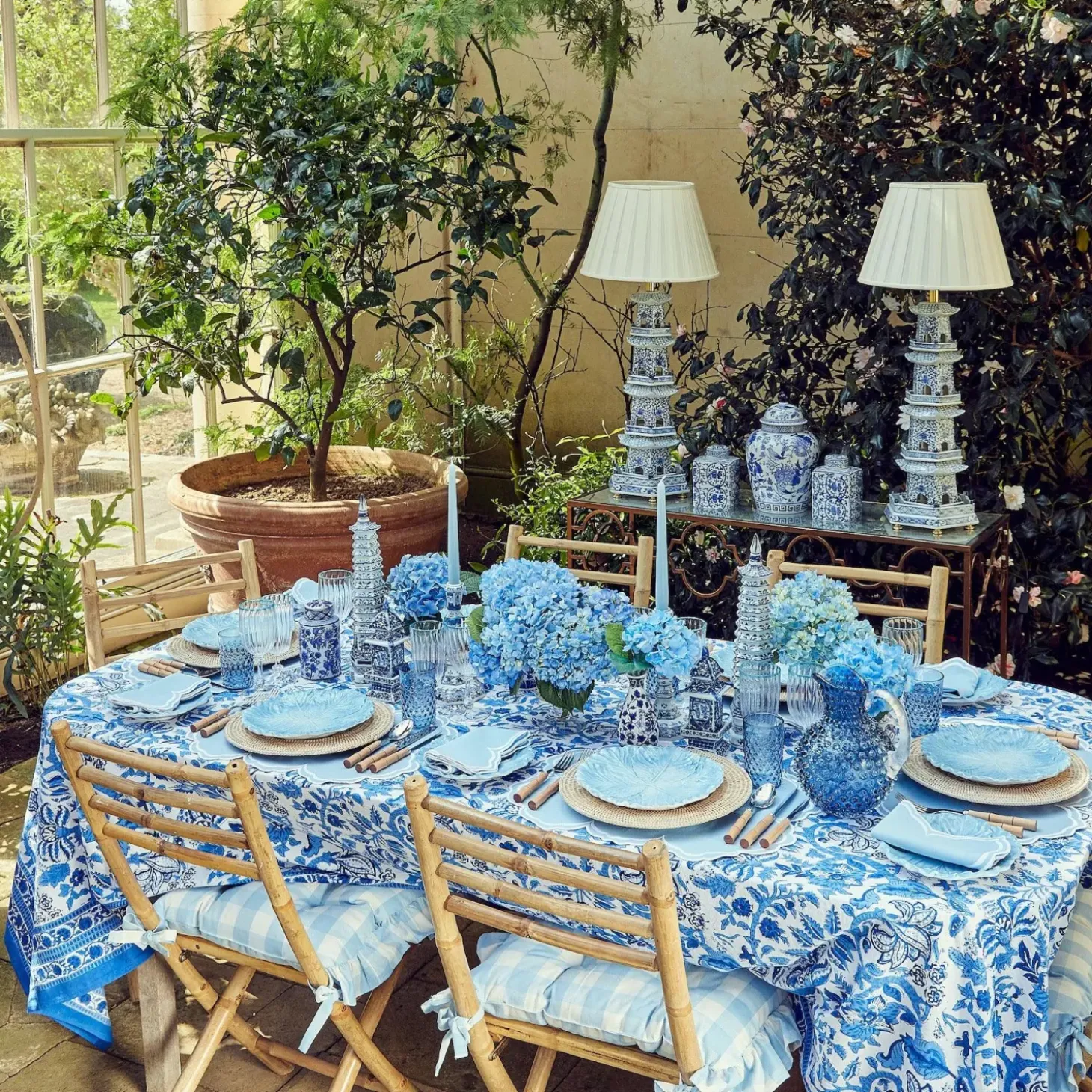 Serena Cornflower Blue Placemats & Napkins (Set of 4)
