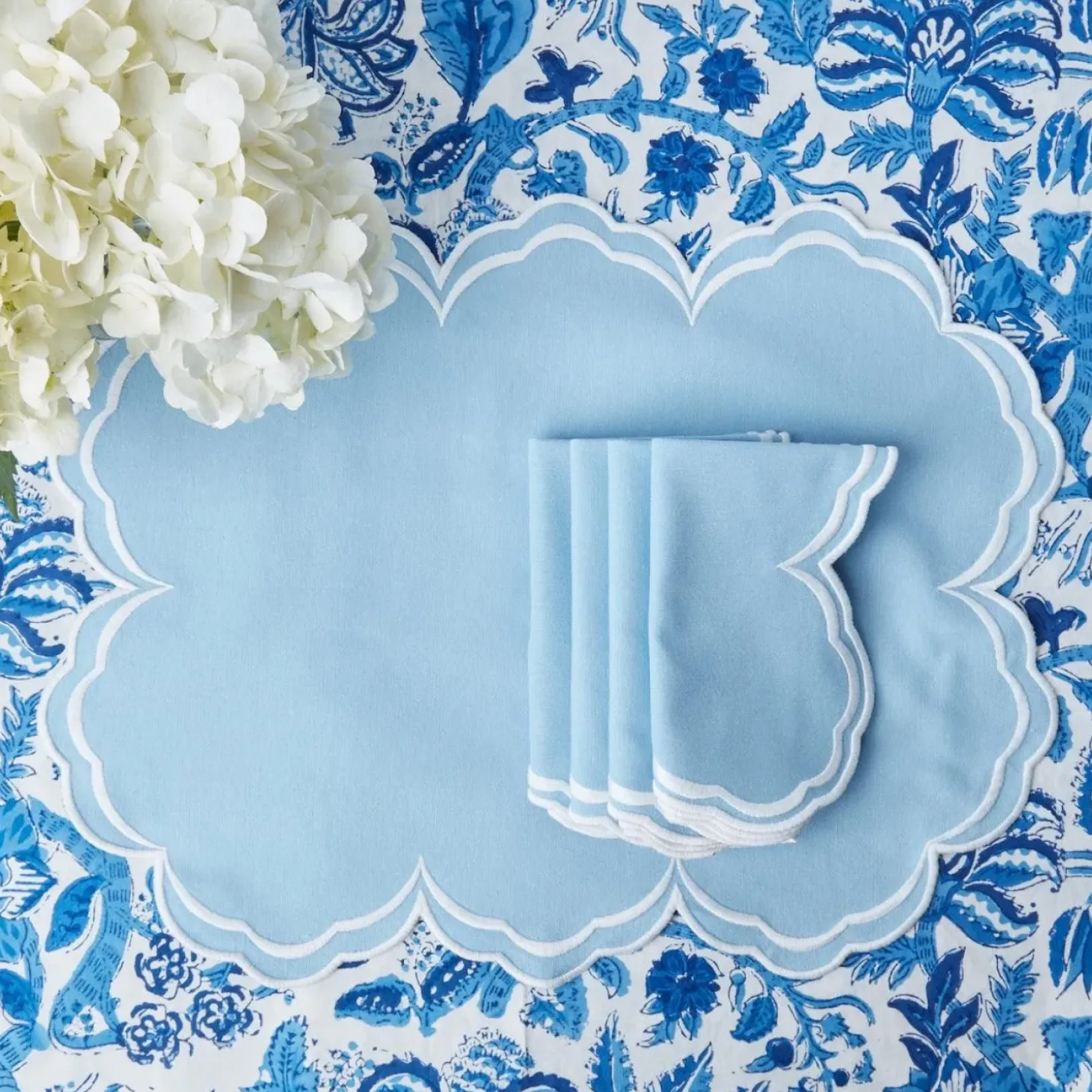 Serena Cornflower Blue Placemats & Napkins (Set of 4)