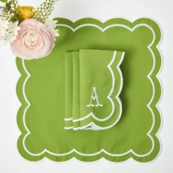 Serena Green Appliqué Napkins (Set of 4)