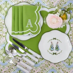 Serena Green Appliqué Napkins (Set of 4)