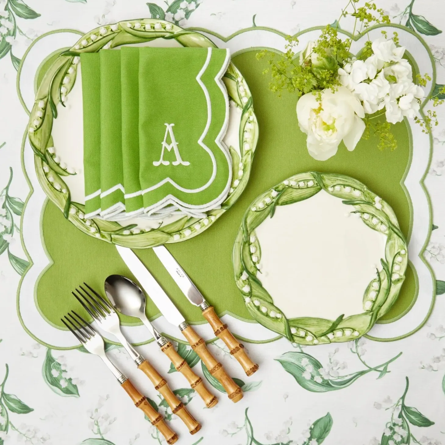 Serena Green Appliqué Napkins (Set of 4)