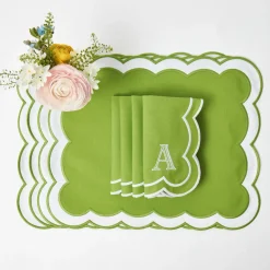 Serena Green Appliqué Placemats & Napkins (Set of 4)