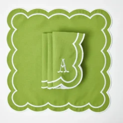 Serena Green Appliqué Placemats & Napkins (Set of 4)