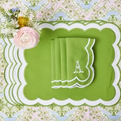 Serena Green Appliqué Placemats & Napkins (Set of 4)