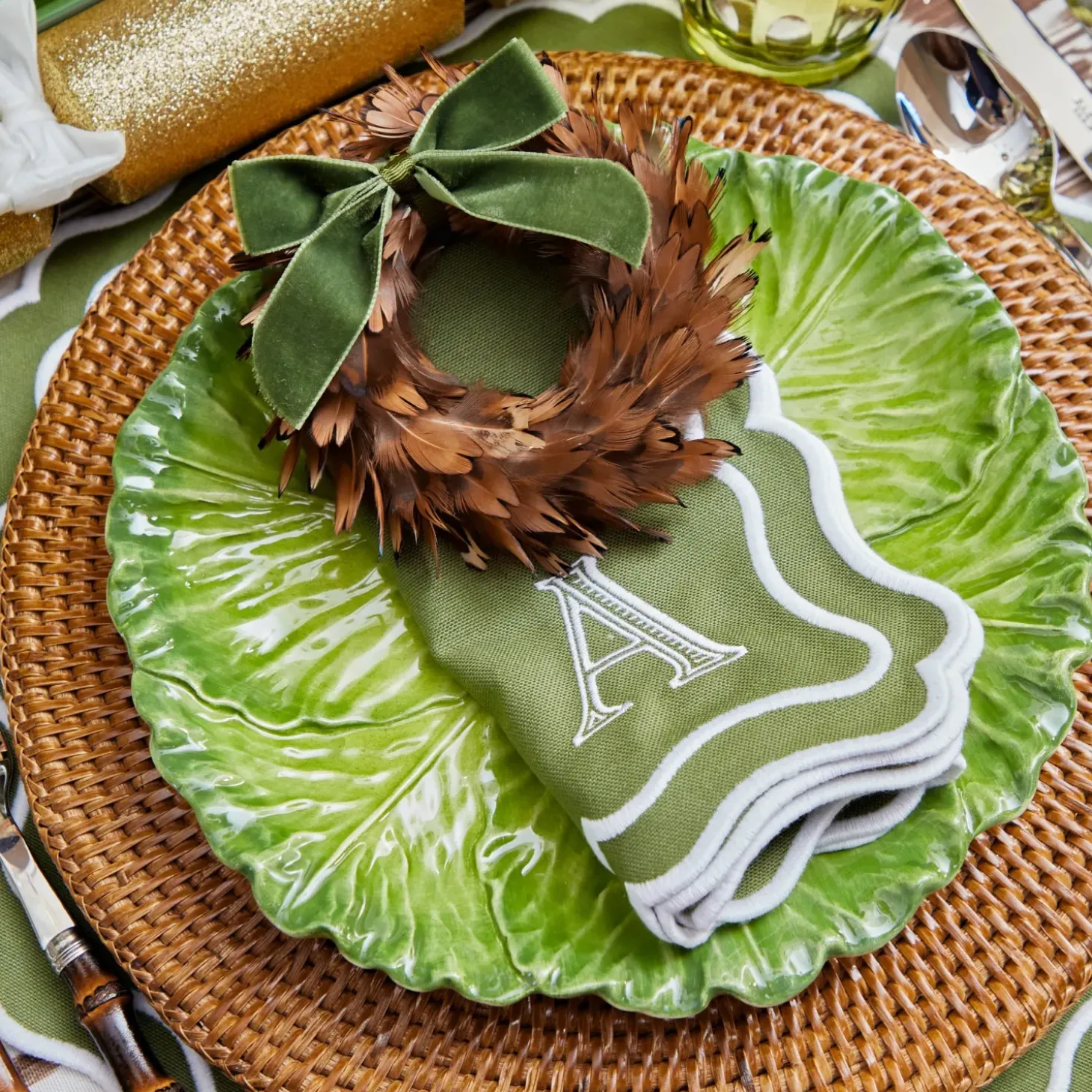 Serena Green Cabbage Dinner Plate (Set of 4)
