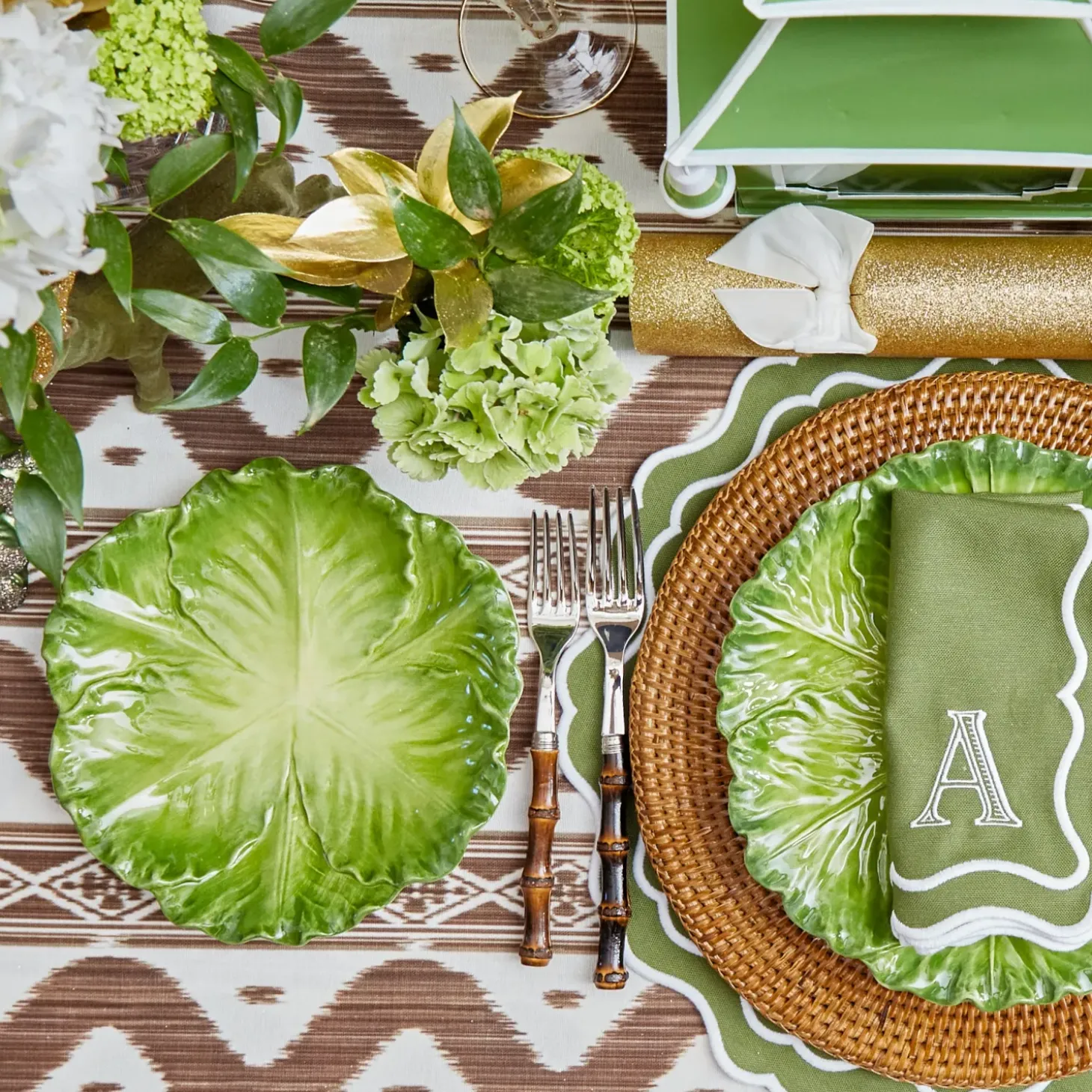 Serena Green Cabbage Dinner & Starter Plates (Set of 8)