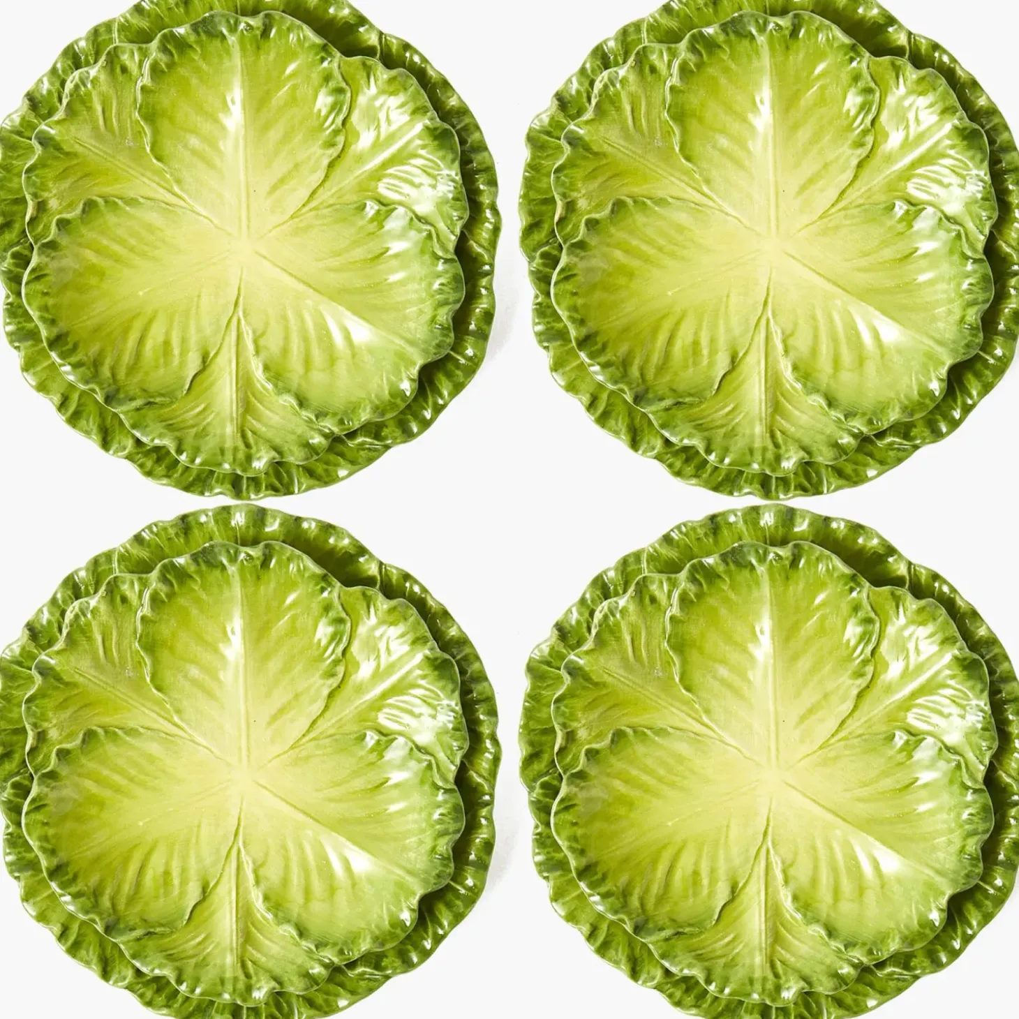Serena Green Cabbage Dinner & Starter Plates (Set of 8)