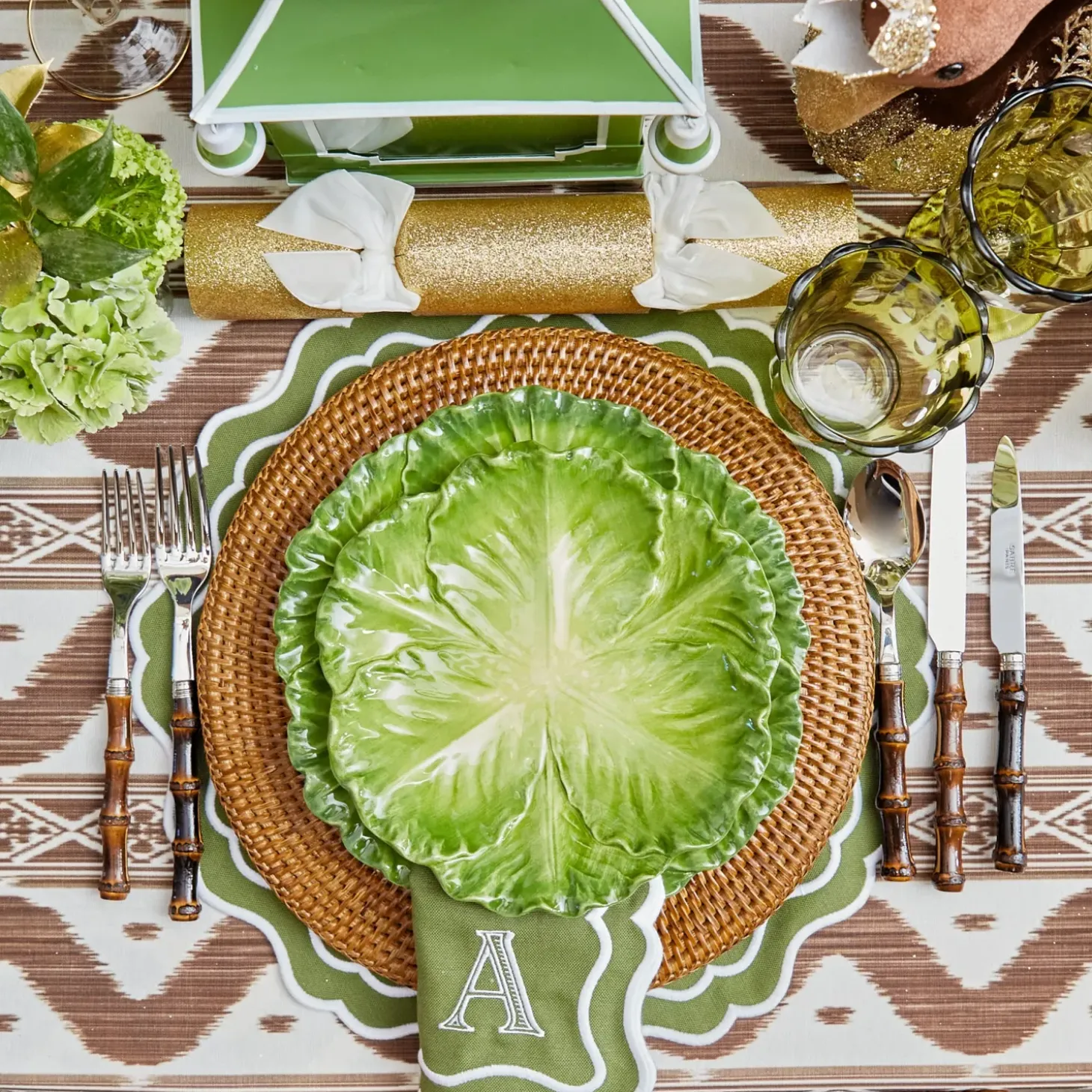 Serena Green Cabbage Dinner & Starter Plates (Set of 8)