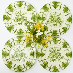 Seville Green Gardênia Dinner & Starter Plates (Set of 8)