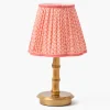 Short Bamboo Rechargeable Lamp with Coral Lotus Shade (18cm)