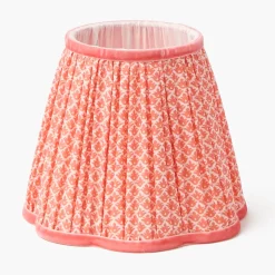 Short Bamboo Rechargeable Lamp with Coral Lotus Shade (18cm)