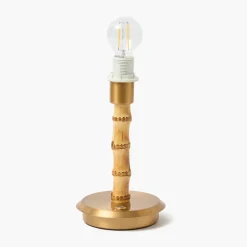 Short Bamboo Rechargeable Lamp with Coral Lotus Shade (18cm)