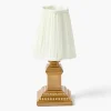 Short Corinthian Square Rechargeable Lamp with Cream Shade (18cm)