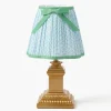 Short Corinthian Square Rechargeable Lamp with Soft Blue & Green Lotus Bow Shade (18cm)