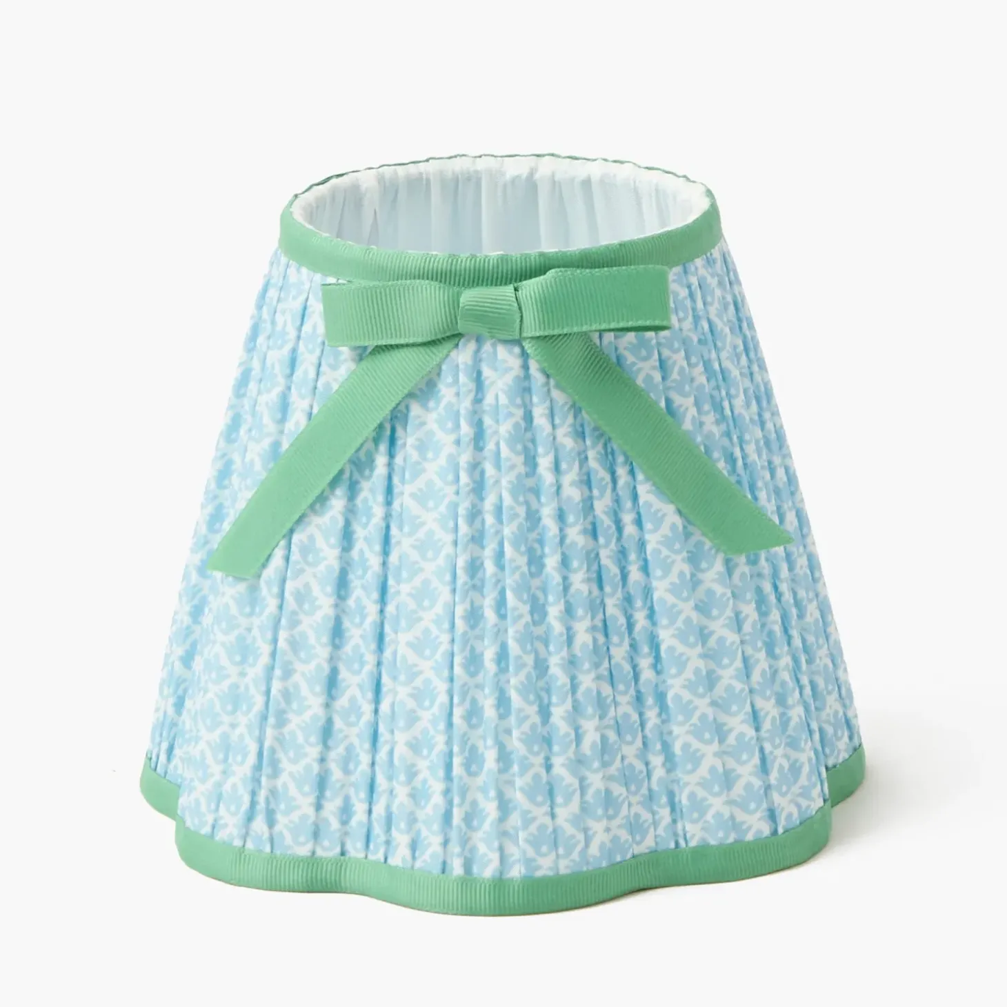 Short Corinthian Square Rechargeable Lamp with Soft Blue & Green Lotus Bow Shade (18cm)