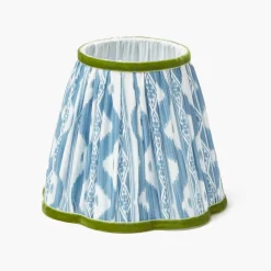 Short Rechargeable Lamp with Blue & Green Ikat Shade (18cm)