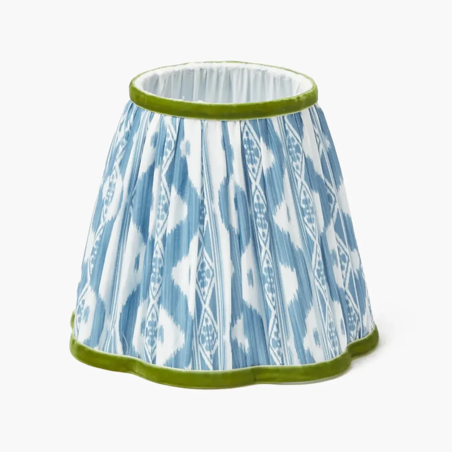 Short Rechargeable Lamp with Blue & Green Ikat Shade (18cm)