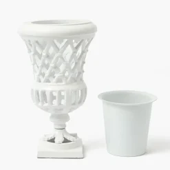 Small Adelaide White Lattice Urn Vase