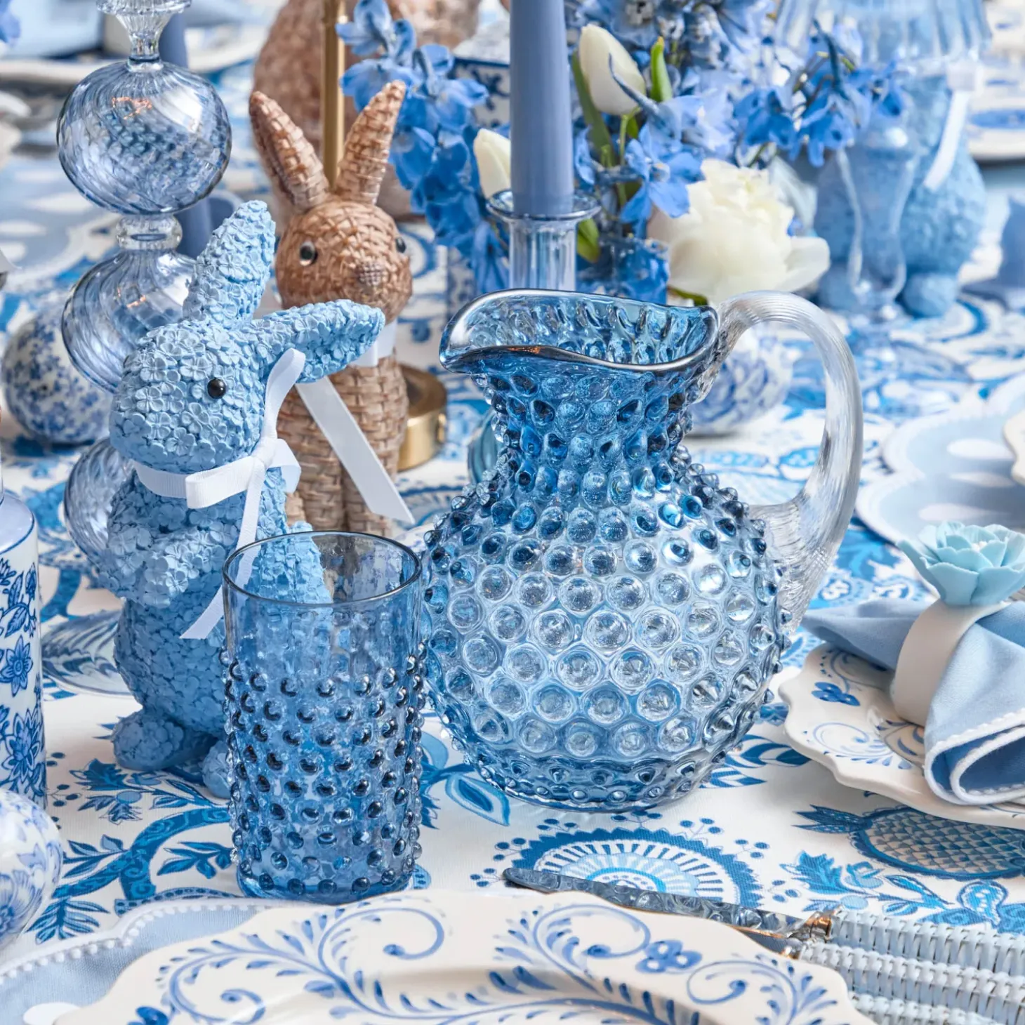 Small Blue Hobnail Jug