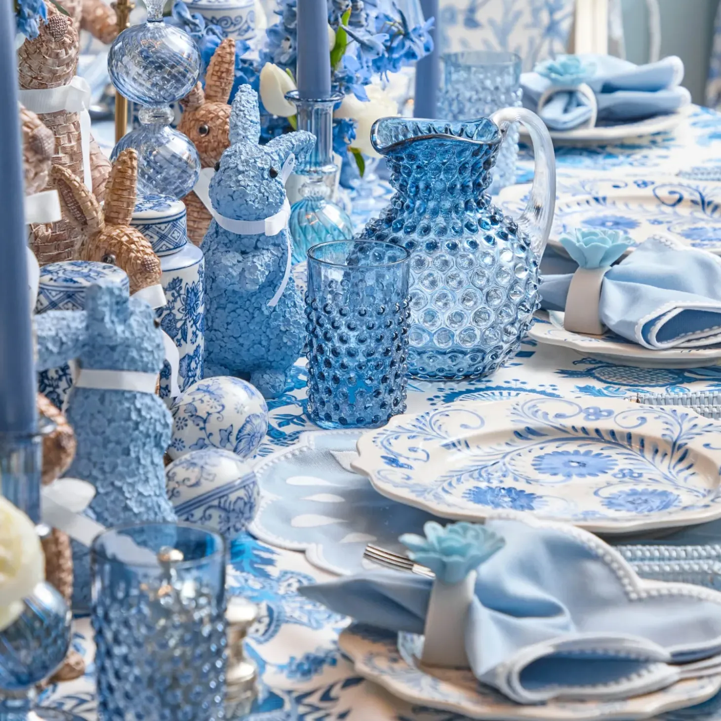 Small Blue Hobnail Jug