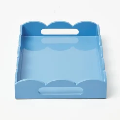 Small Blue Lacquer Scalloped Tray