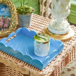 Small Blue Lacquer Scalloped Tray