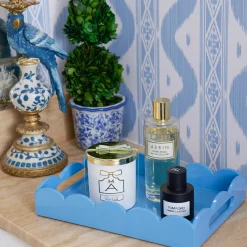 Small Blue Lacquer Scalloped Tray