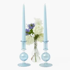 Small Camille Azure Candle Holders (Pair)