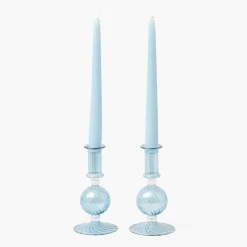 Small Camille Azure Candle Holders (Pair)