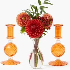 Small Camille Orange Candle Holder (Pair)