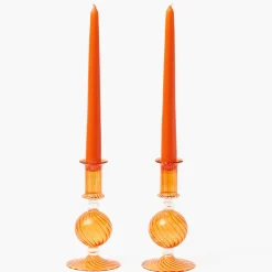 Small Camille Orange Candle Holder (Pair)