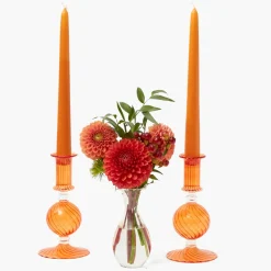 Small Camille Orange Candle Holder (Pair)