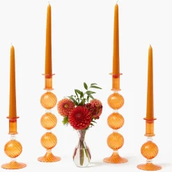 Small Camille Orange Candle Holder (Pair)