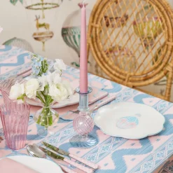 Small Camille Pink & Blue Candle Holder (Pair)