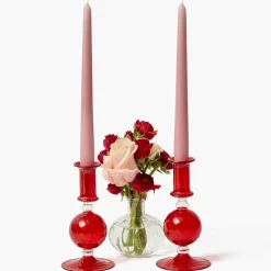 Small Camille Red Candle Holder (Pair)