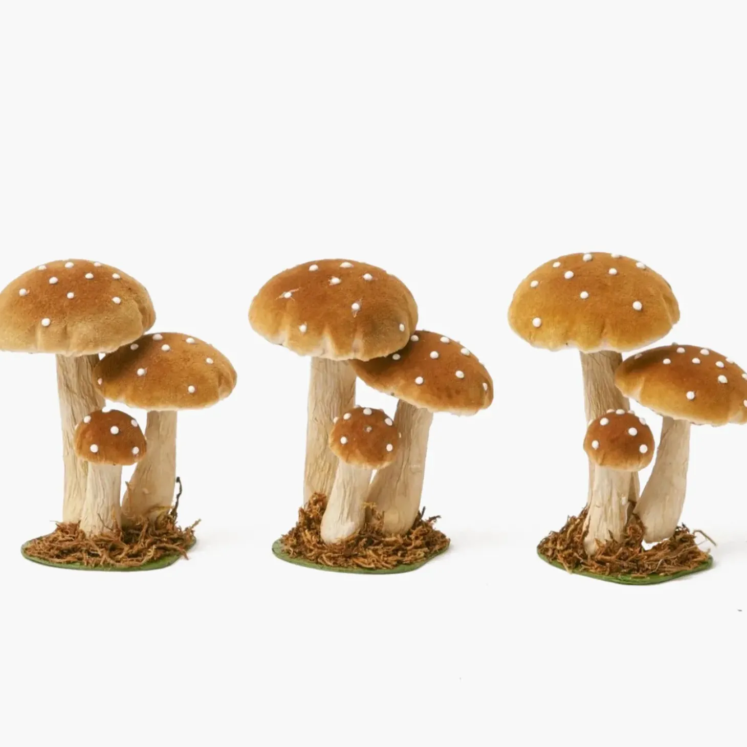 Small Caramel Velvet Mushrooms (Set of 3)