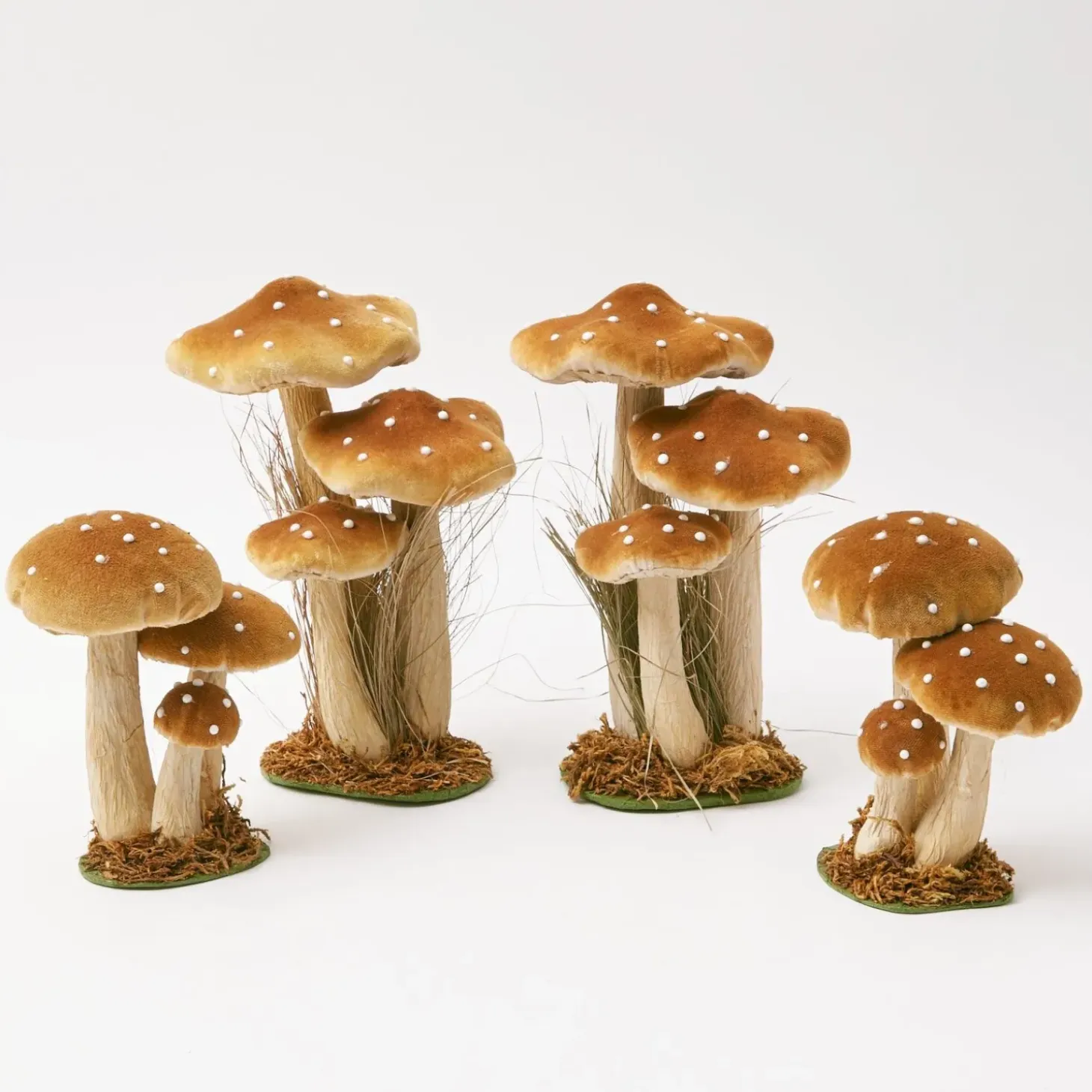 Small Caramel Velvet Mushrooms (Set of 3)