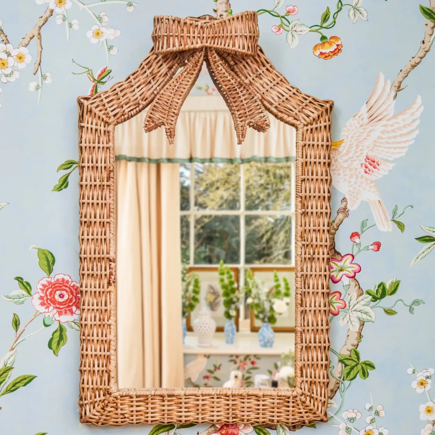 Small Celine Bow Rattan Mirror