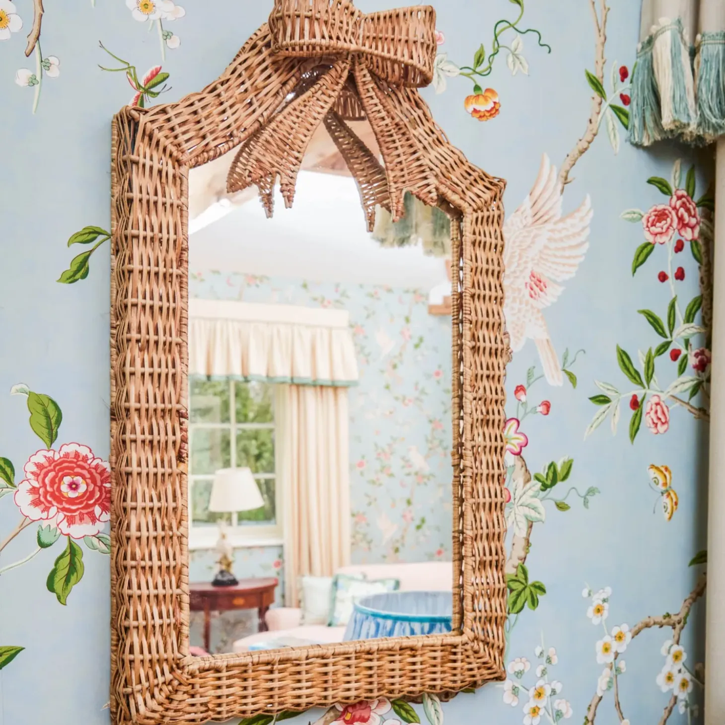 Small Celine Bow Rattan Mirror
