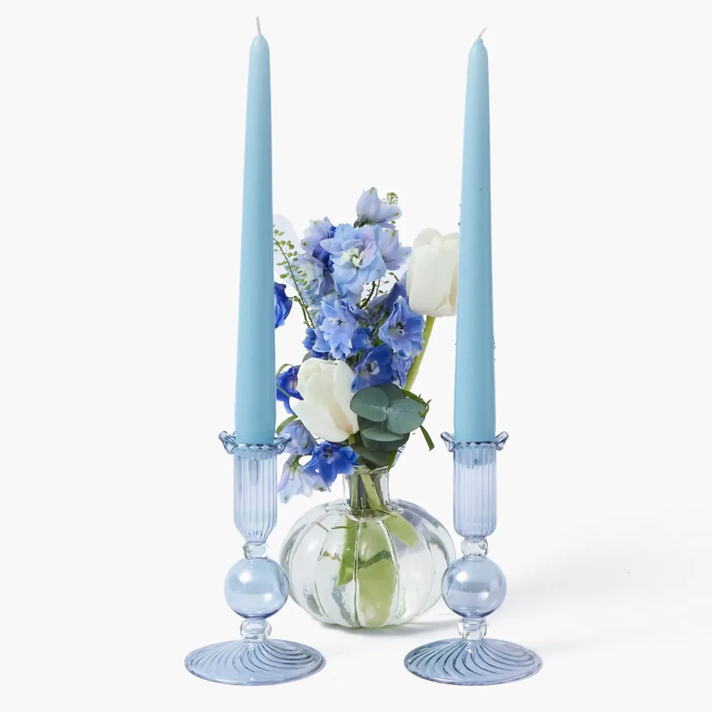 Small Eden Blue Candle Holder (Pair)
