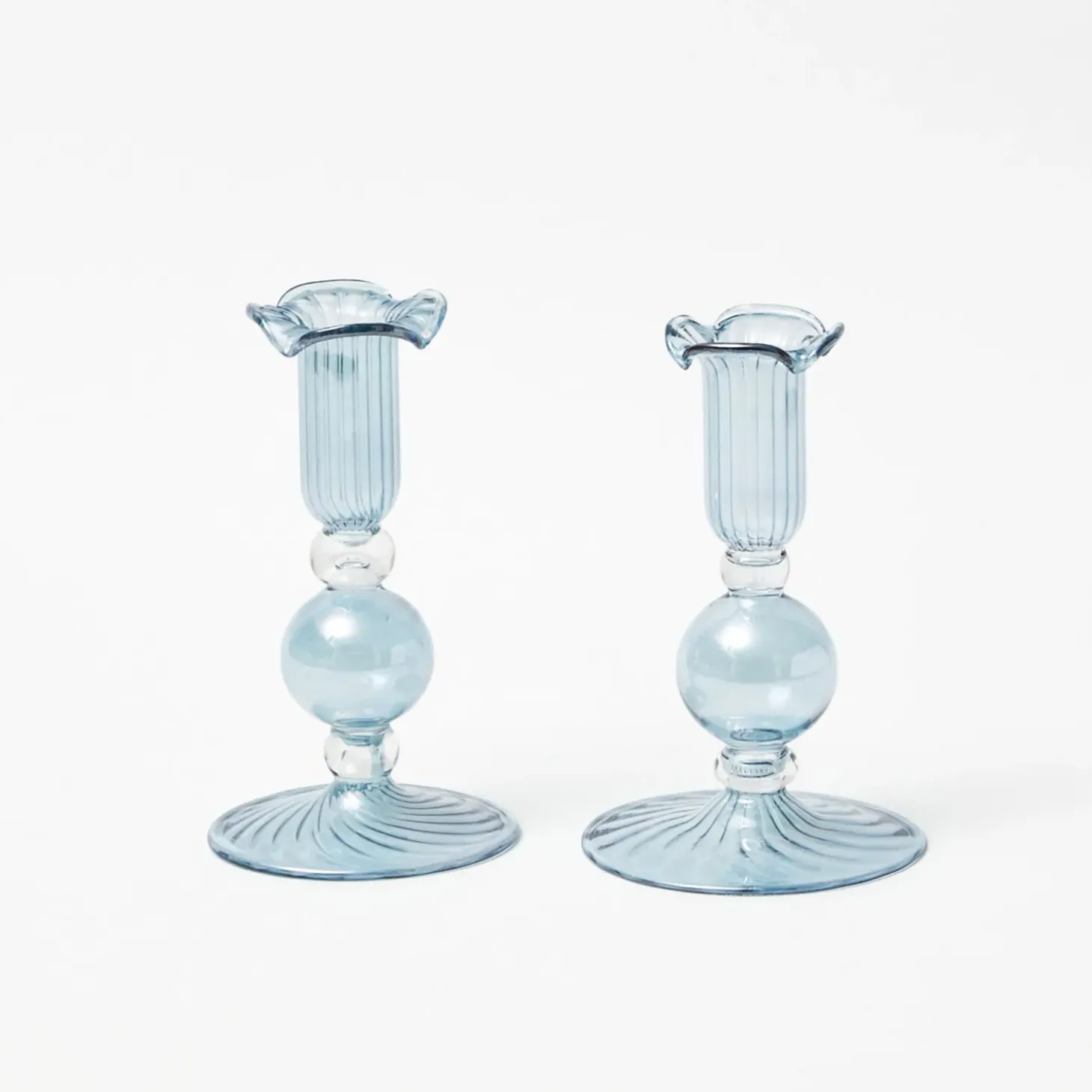 Small Eden Blue Candle Holder (Pair)