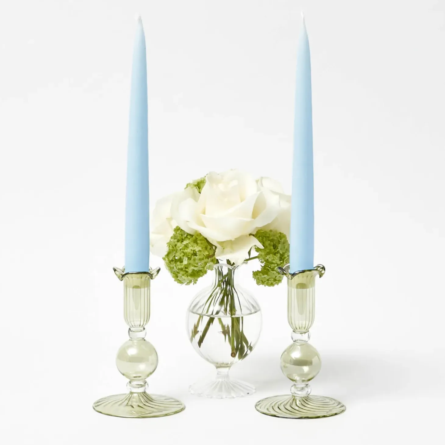 Small Eden Green Candle Holders (Pair)